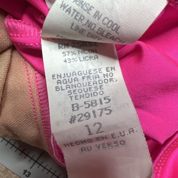 VTG La Blanca hot pink Gold one piece swim suit Barbiecore 12 - Picture 10 of 10